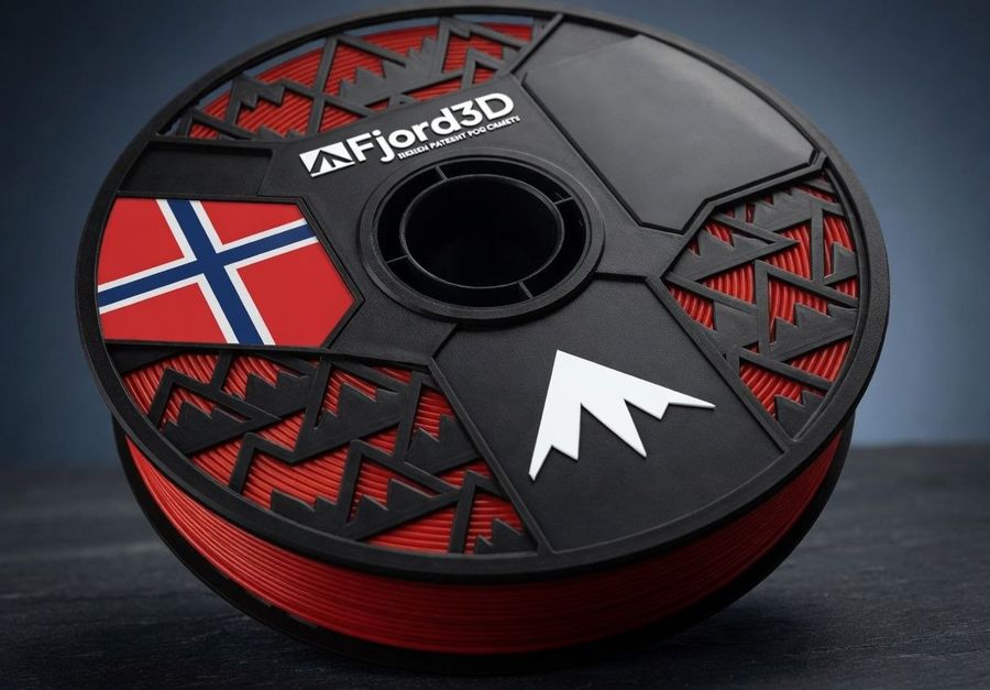 Concept: new Fjord3D spool design in plastic with the Norwegian flag